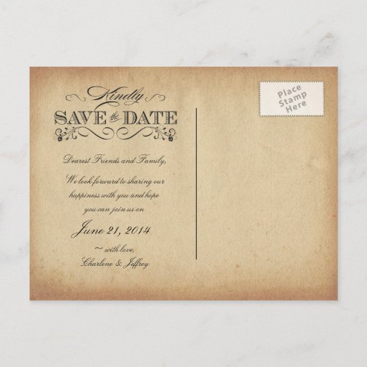 De datum opslaan perkament Briefkaart (Achterkant)