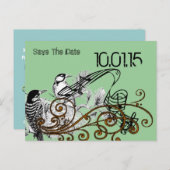 De datum opslaan -  Tortelduifjes Aankondigingskaart (Voorkant / Achterkant)