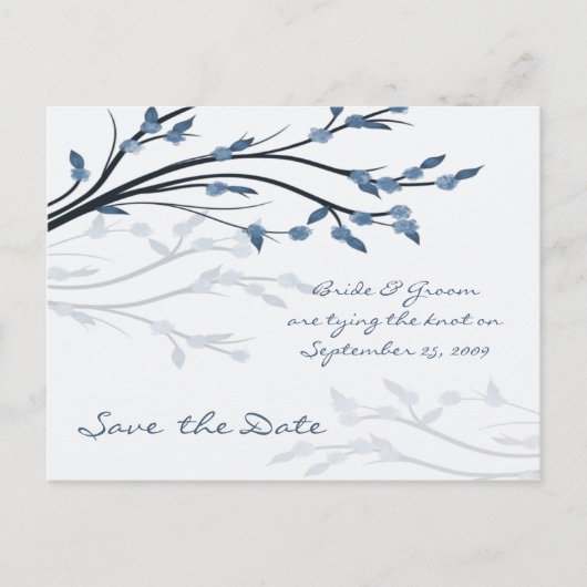 De datum opslaan - Tree Branch Silhouette Briefkaa Aankondigingskaart (Voorkant)
