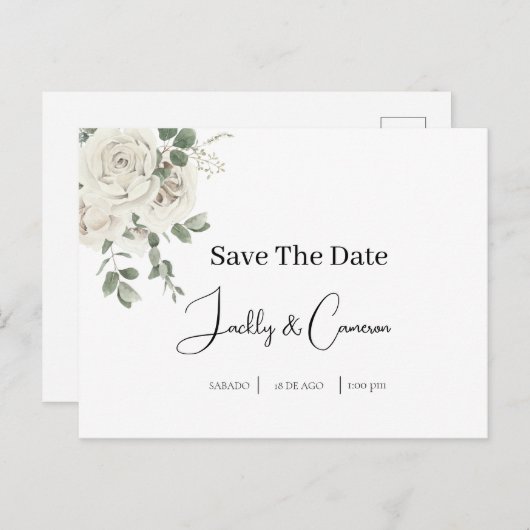 De datum opslaan uitnodiging briefkaart (Voorkant / Achterkant)