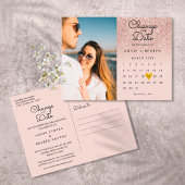 De datum Roos Gold Glitter Photo wijzigen Briefkaart