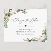 De datum uitgesteld Rustieke Winter Bloem Postpone Briefkaart (Voorkant)