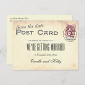 De datum waarop het huwelijk wordt gesloten opslaa aankondigingskaart (Voorkant / Achterkant)