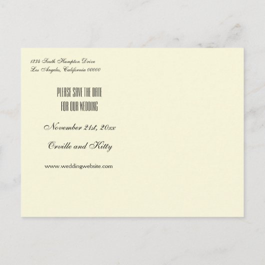 De datum waarop het huwelijk wordt gesloten opslaa aankondigingskaart (Achterkant)