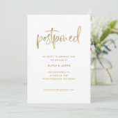 De datum wijzigen | Faux Gold Script op wit Save The Date (Staand voorkant)