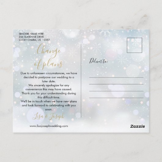 De datum wijzigen Nieuw Plan Script Geannuleerd Wi Briefkaart (Achterkant)