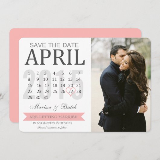 De datumagenda-aankondigingen opslaan | Weddenscha Save The Date (Voorkant / Achterkant)