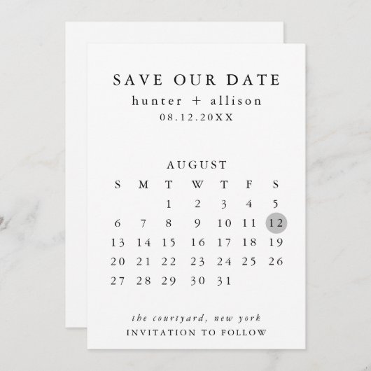 De datumagenda opslaan save the date (Voorkant / Achterkant)