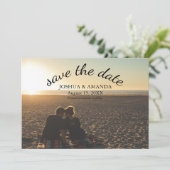De datumfoto opslaan | romantisch schrift save the date (Staand voorkant)