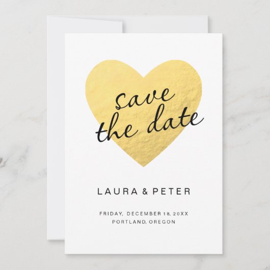 De datumkaart opslaan | goudhart save the date (Voorkant)