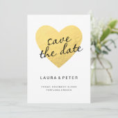 De datumkaart opslaan | goudhart save the date (Staand voorkant)