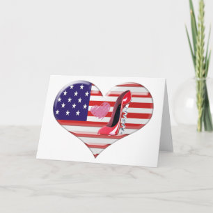 De de Amerikaanse Vlag van het Hart en Schoen van Kaart
