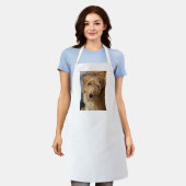 De de naamtekst van het afbeelding van het de foto schort (Gedragen)