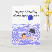 De de verjaardagskaart van de Zwemmer van het kind Kaart (Gele Bloem)