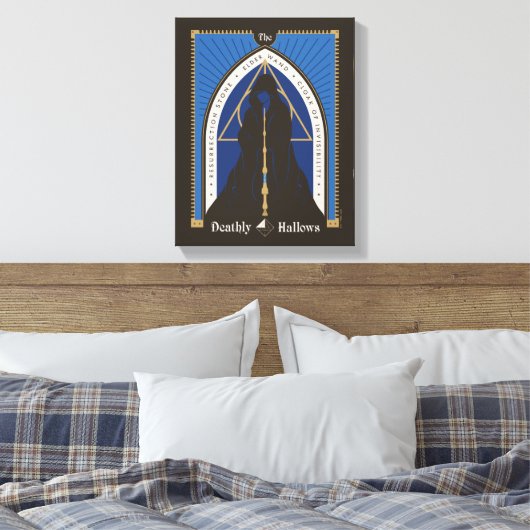 De Deathly Hallows-mantel, toverstaf en steen Canvas Afdruk (Insitu (Slaapkamer))