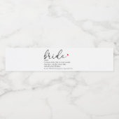 De Definitie van de Bride van het manuscript, Vrij Waterfles Etiket (Enkel label)