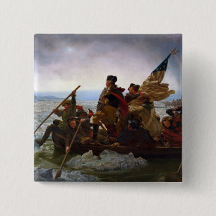 De Delaware-rivier oversteken, George Washington Vierkante Button 5,1 Cm