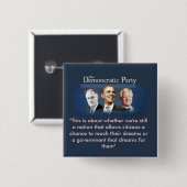 De Democratische Partij Vierkante Button 5,1 Cm (Voorkant /achterkant)