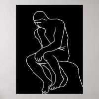 De denker man standbeeld lijn kunst, Geïnspireerd