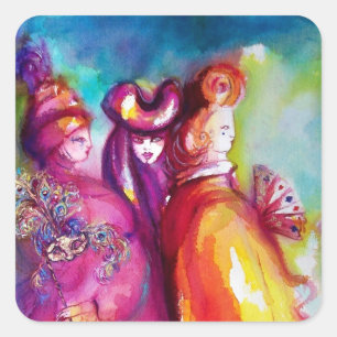 DE DERDE MASK/Venetiaanse Masquerade Vierkante Sticker
