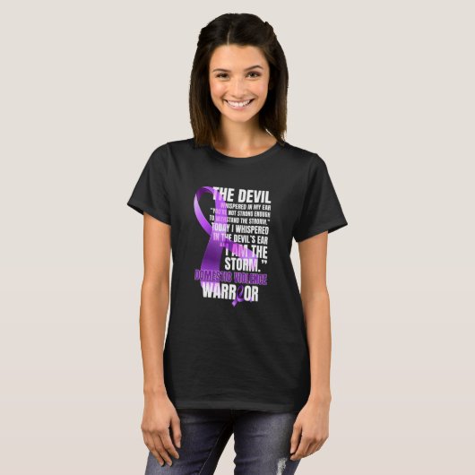 De Devil Domestic Violence Awareness Support Ribb T-shirt (Voorkant volledig)