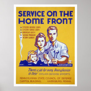 De dienst op Homefront WPA Poster