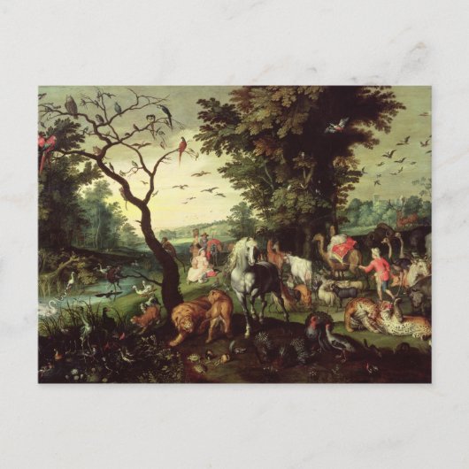 De dieren die Noah's ark binnenkomen Briefkaart (Voorkant)