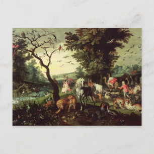 De dieren die Noah's ark binnenkomen Briefkaart