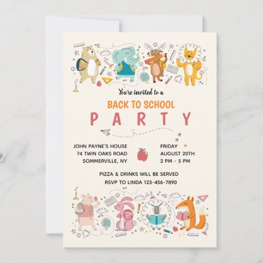 De Dieren van de partij terug naar de Uitnodiging  (Voorkant)