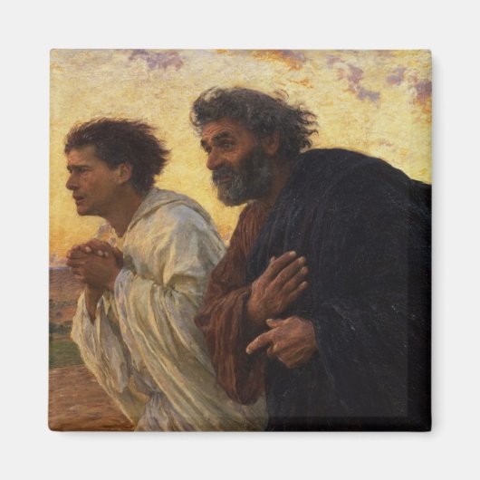 De disciples Peter en John Running Magneet (Voorkant)