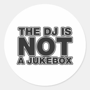 De DJ is geen Jukebox - de Muziek van de Schijf Jo Ronde Sticker