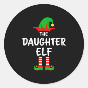 De dochter elf bijpassende gezinskerst ronde sticker