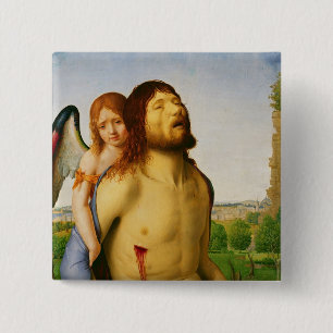 De dode Christus ondersteund door een engel, c.147 Vierkante Button 5,1 Cm