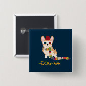 De DOG-tor Vierkante Button 5,1 Cm (Voorkant /achterkant)