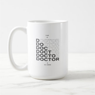 De Dokter Is Hier Minimaal Tekstontwerp Koffiemok