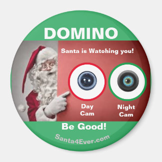 De DOMINO Santa kijkt naar je. Dag en nacht Magneet