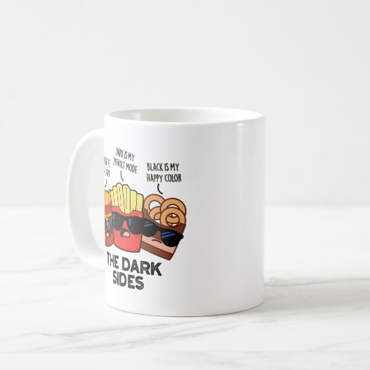De donkere kanten grappige fastfood woordspeling koffiemok (Voorkant links)