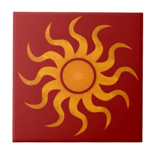 De Donkerrode Kleine Tegel van de zon - Tegeltje