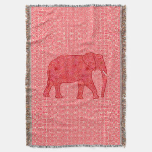 De donkerrode olifant van de bloem - en koraal deken
