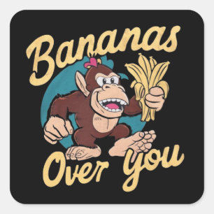 De Donkey Kong, bananen boven je Vierkante Sticker
