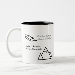 De dood is lichter dan een veer tweekleurige koffiemok