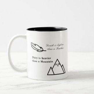 De dood is lichter dan een veer tweekleurige koffiemok