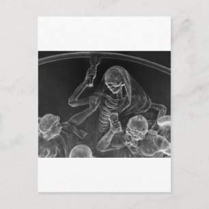 De dood komt een oproep. briefkaart