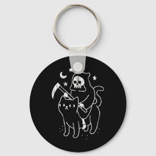 De Dood Rijden Een Kat Leuk Halloween Kostuum Part Sleutelhanger