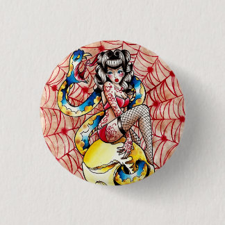 De dood wordt haar - slang en schedel duwen Tattoo Ronde Button 3,2 Cm