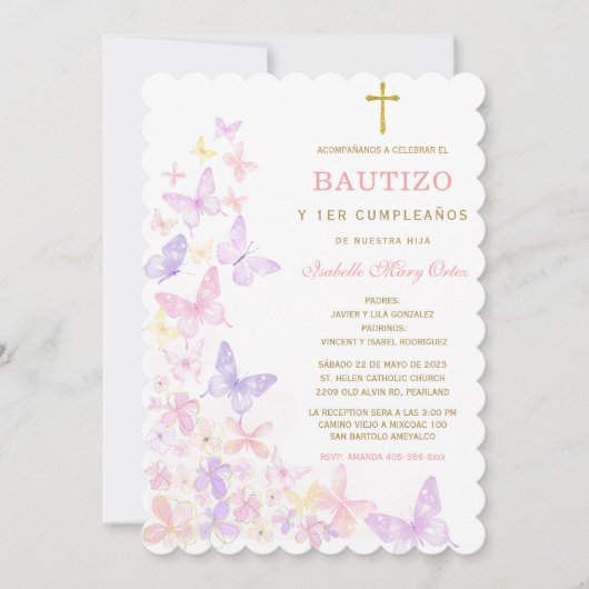 De Doop en eerste verjaardag uitnodiging van onze  (Voorkant)