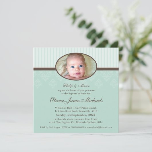 DE DOOP NODIGT UIT:: Gezegend 1SQ Kaart (Staand voorkant)