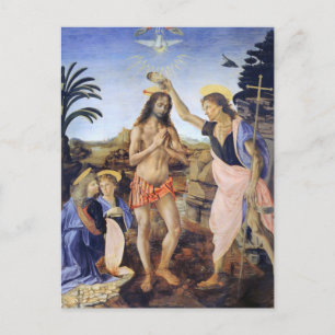 De doop van Christus door Verrocchio, Leonardo da  Briefkaart