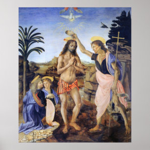 De doop van Christus door Verrocchio, Leonardo da Poster