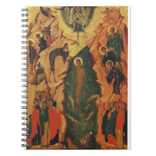 De doop van Jezus Christus Byzantijnse icoon Notitieboek